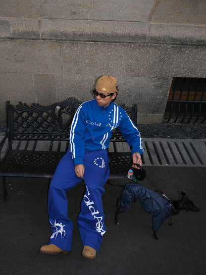 Printed blue loose sweatpants