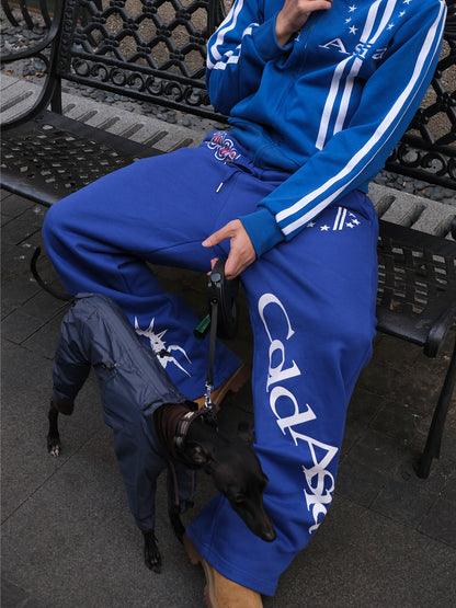 Printed blue loose sweatpants