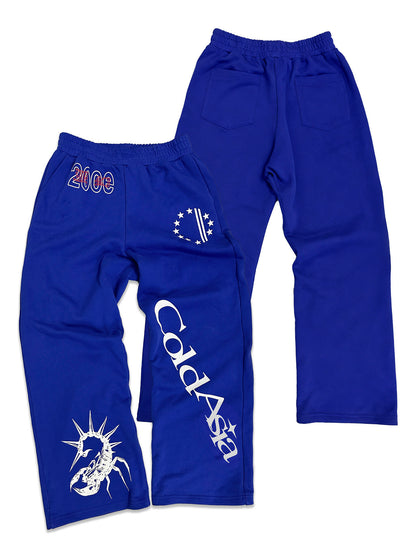 Printed blue loose sweatpants