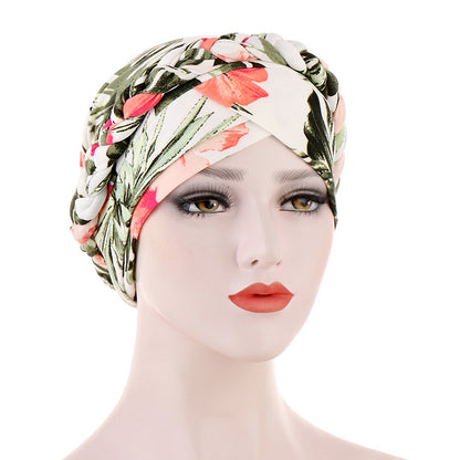 Printed Brushed Milk Silk Headscarf Hat