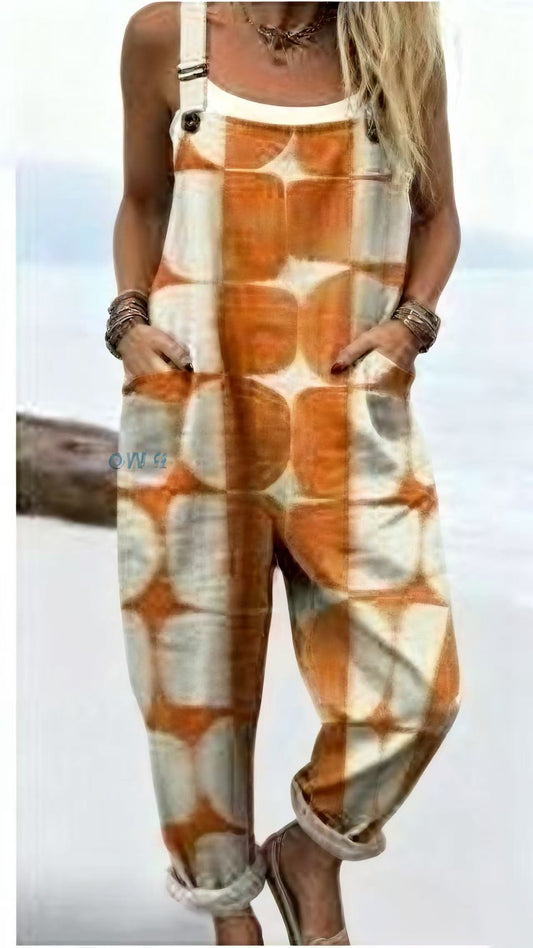 Printed Button Suspenders Casual Pants Suspenders
