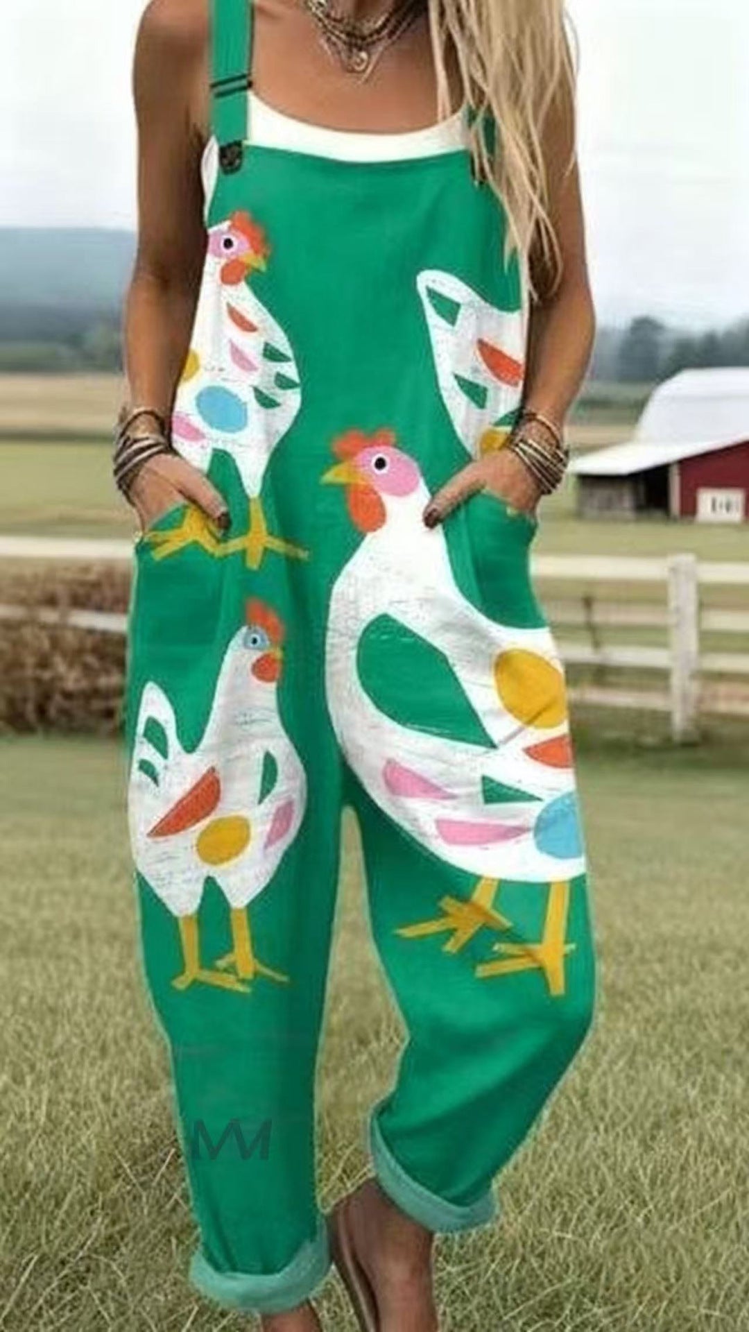 Printed Button Suspenders Casual Pants Suspenders