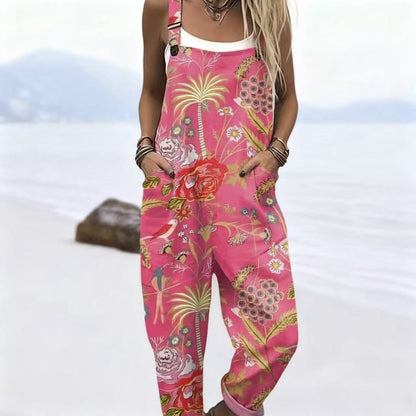 Printed Button Suspenders Casual Pants Suspenders