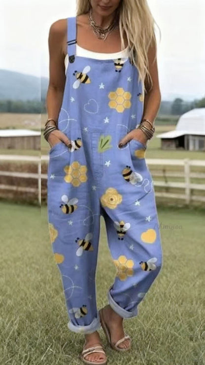 Printed Button Suspenders Casual Pants Suspenders