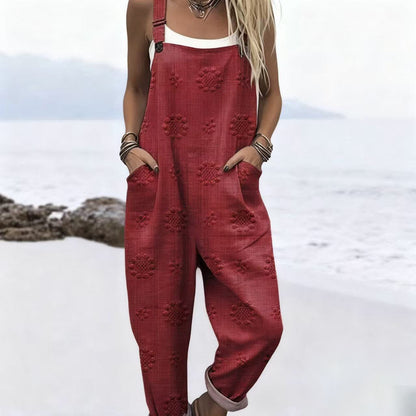 Printed Button Suspenders Casual Pants Suspenders