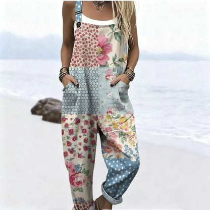 Printed Button Suspenders Casual Pants Suspenders