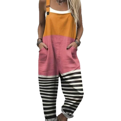 Printed Button Suspenders Casual Pants Suspenders