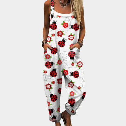 Printed Button Suspenders Casual Pants Suspenders