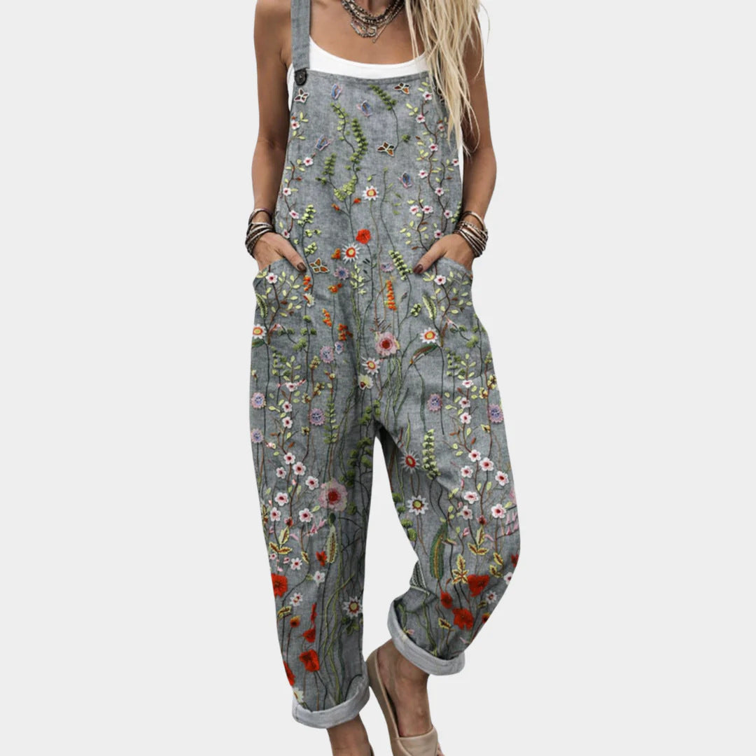 Printed Button Suspenders Casual Pants Suspenders