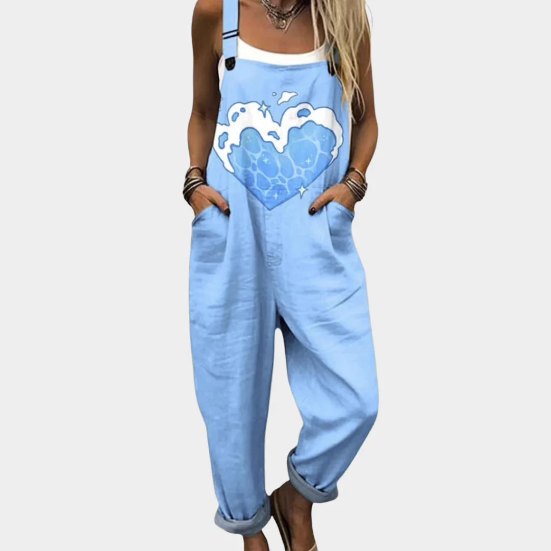 Printed Button Suspenders Casual Pants Suspenders