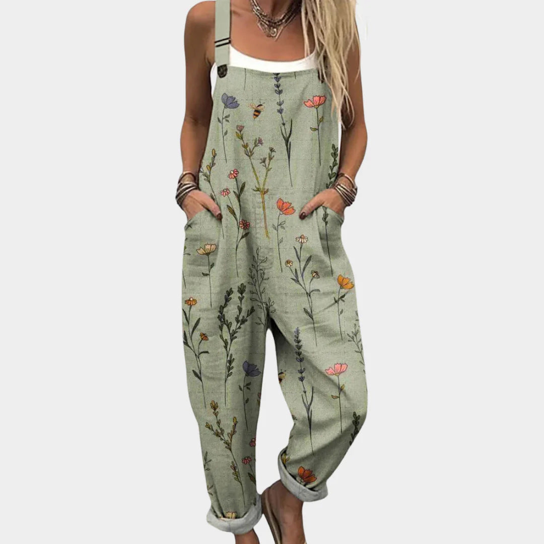 Printed Button Suspenders Casual Pants Suspenders