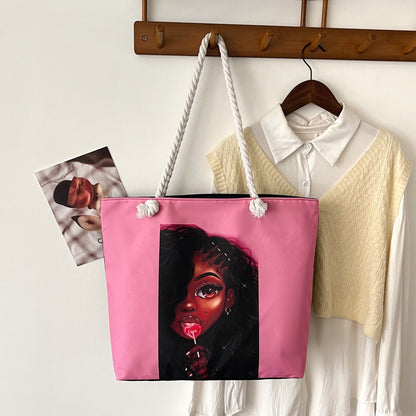Printed Canvas Tote Bag
