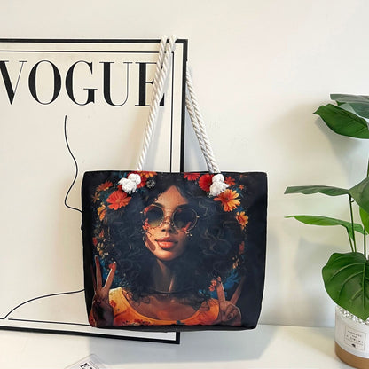 Printed Canvas Tote Bag