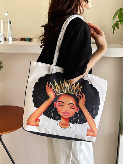 Printed Canvas Tote Bag