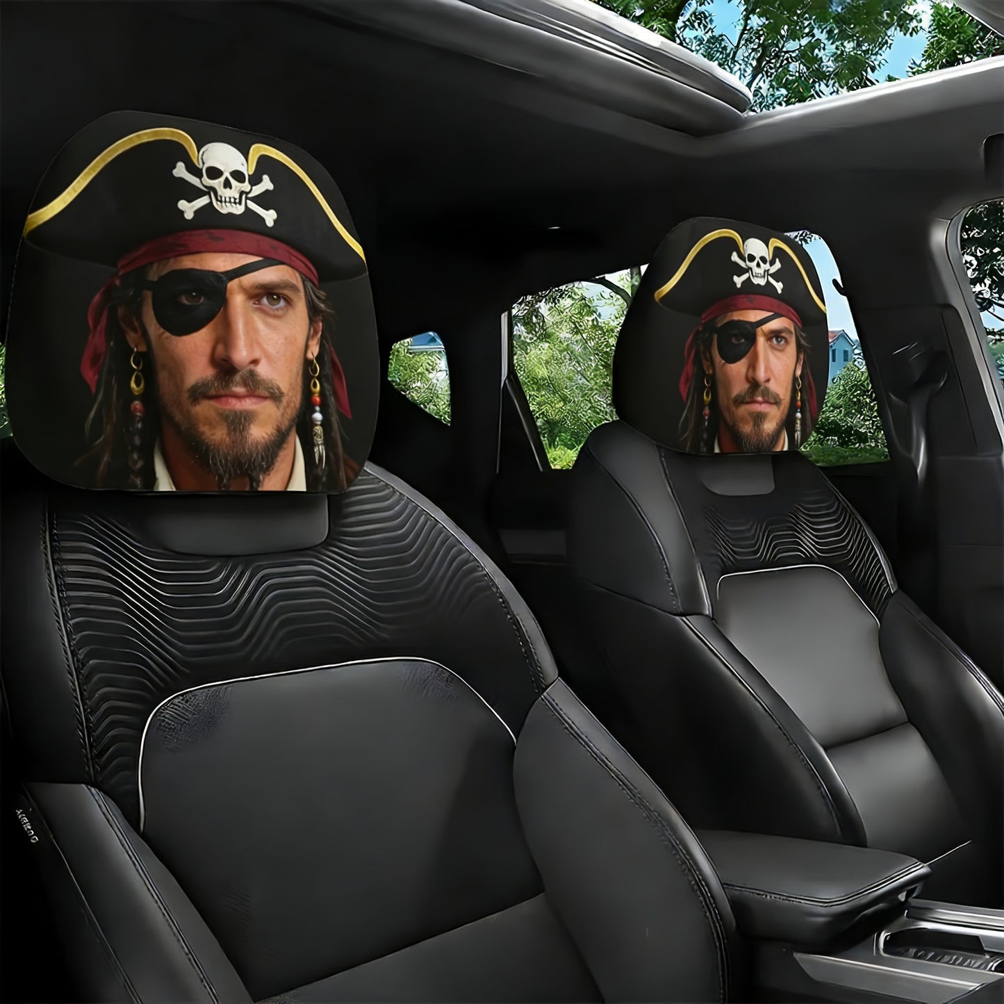 Printed Car Headrest Cover Set