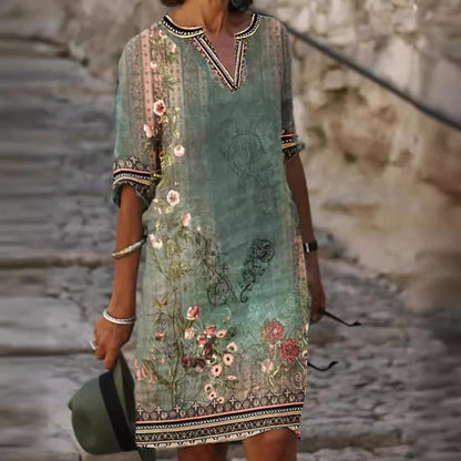 Printed Casual V-neck dress