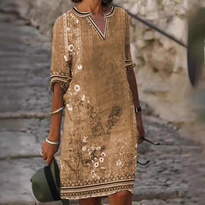 Printed Casual V-neck dress