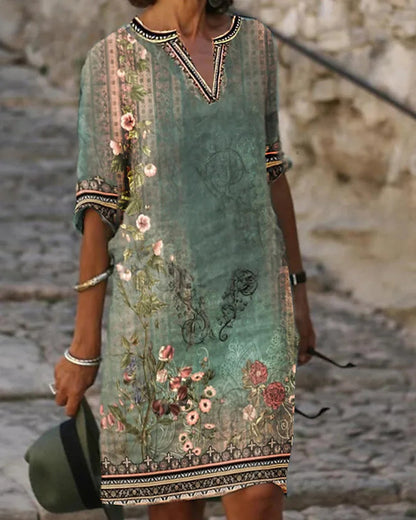 Printed Casual V-neck dress