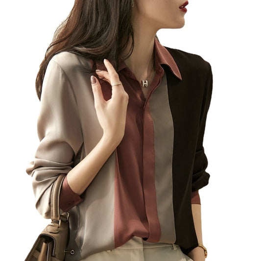 Printed color blouse for women with long sleeves