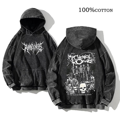 Printed cotton hoodie