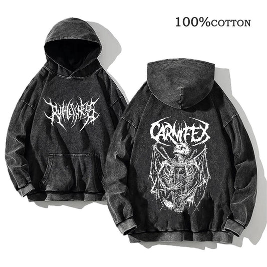 Printed cotton hoodie