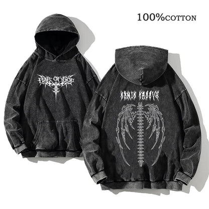 Printed cotton hoodie
