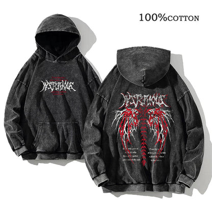 Printed cotton hoodie
