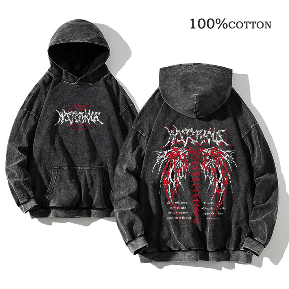 Printed cotton hoodie