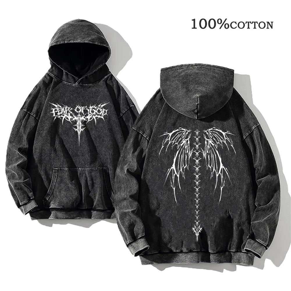 Printed cotton hoodie