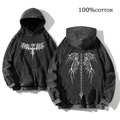 Printed cotton hoodie