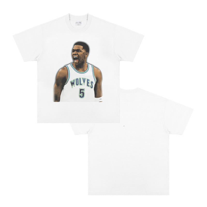 Printed Cotton T-shirt with Character Design