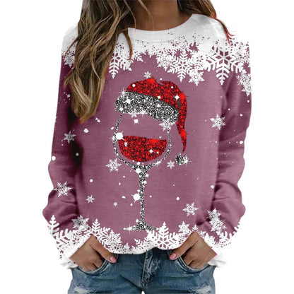 Printed Crewneck Long Sleeve Sweatshirt