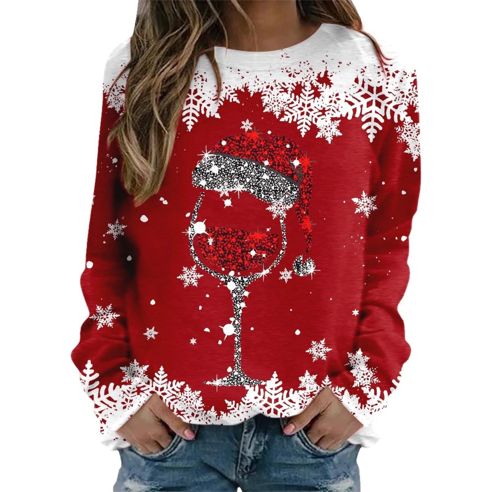 Printed Crewneck Long Sleeve Sweatshirt