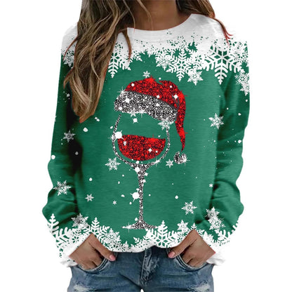 Printed Crewneck Long Sleeve Sweatshirt