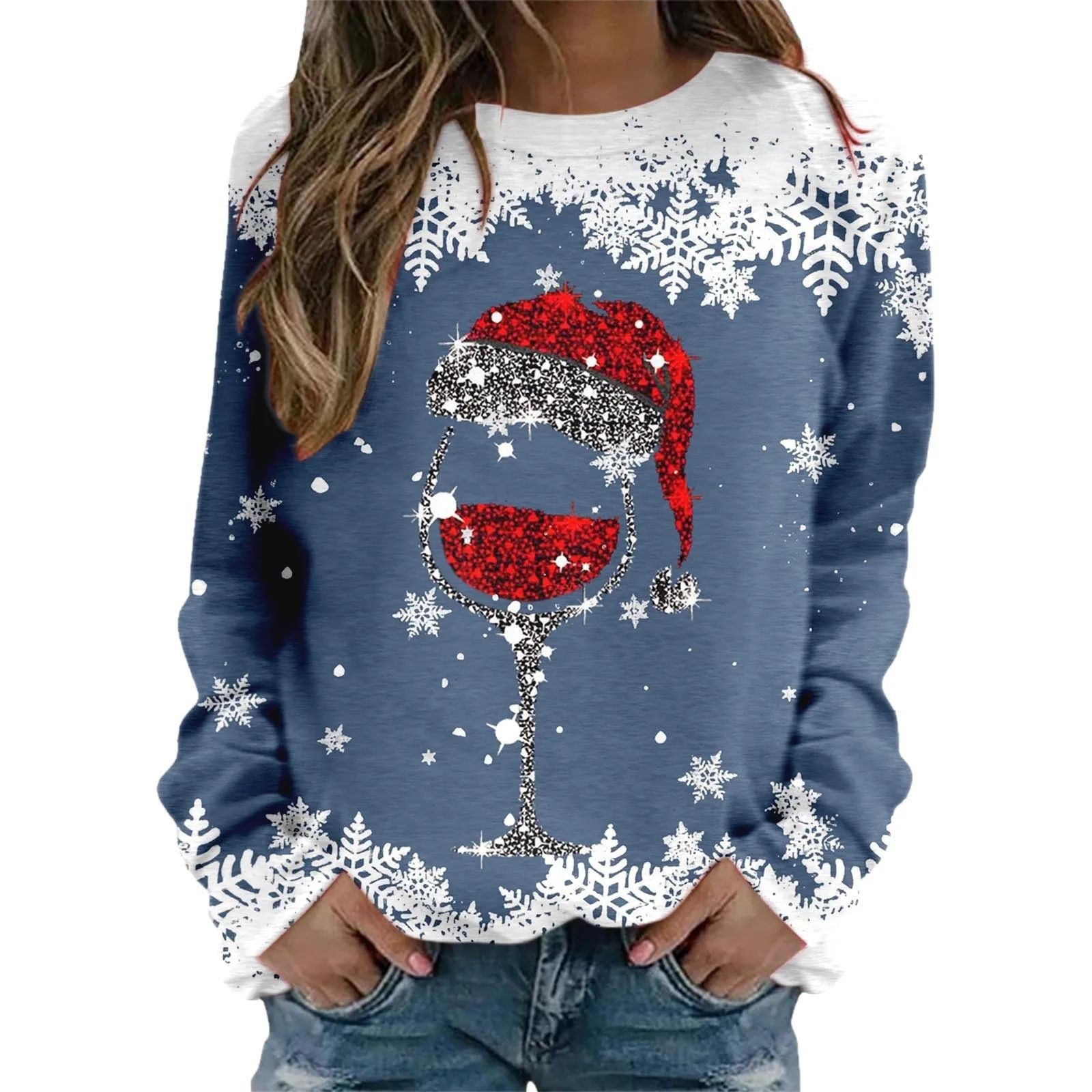 Printed Crewneck Long Sleeve Sweatshirt