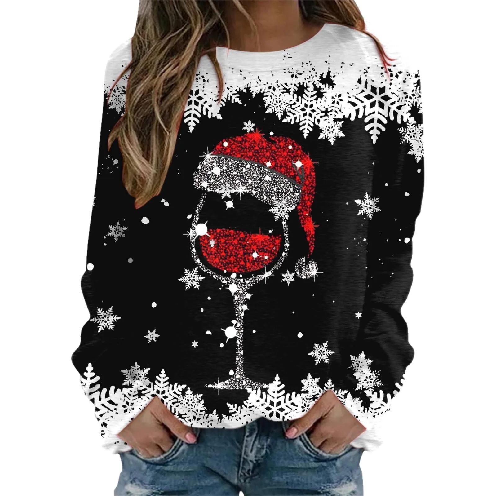 Printed Crewneck Long Sleeve Sweatshirt