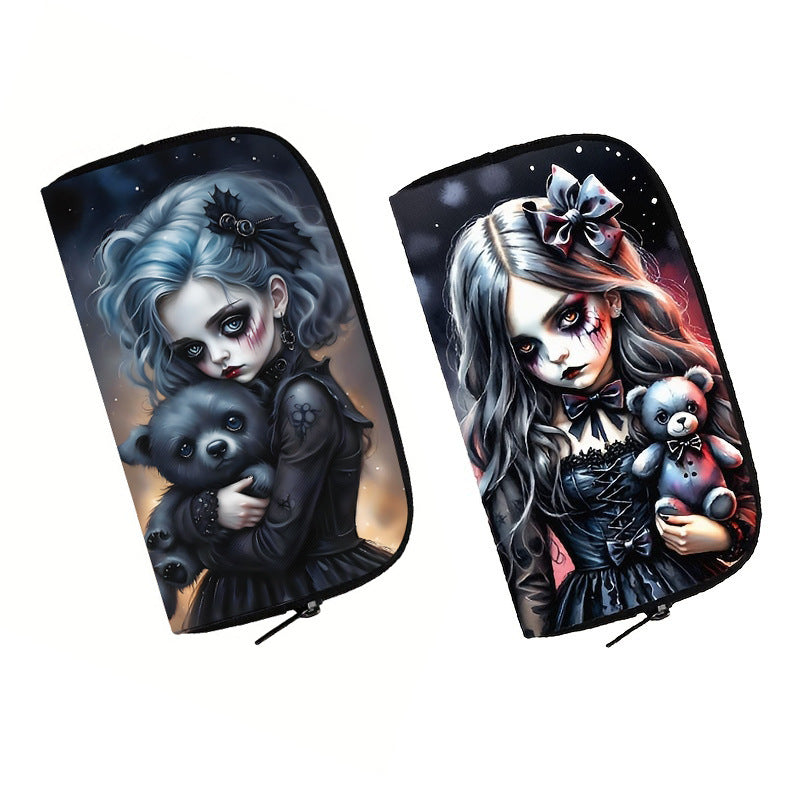 Printed Dark Cat Cosmetic Toiletry Bag