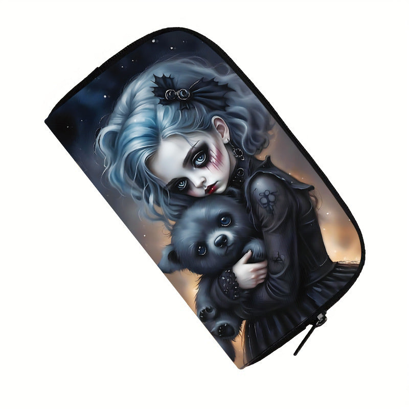 Printed Dark Cat Cosmetic Toiletry Bag