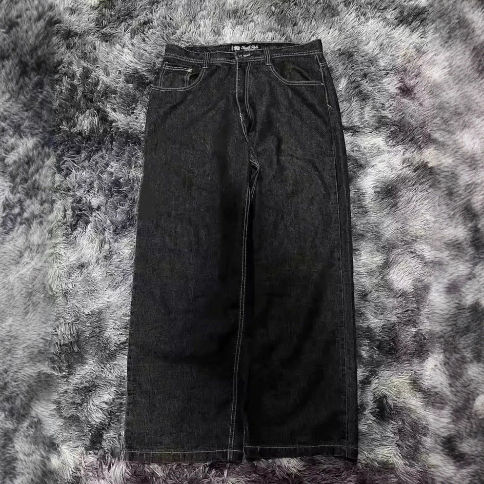 Printed Denim Pants