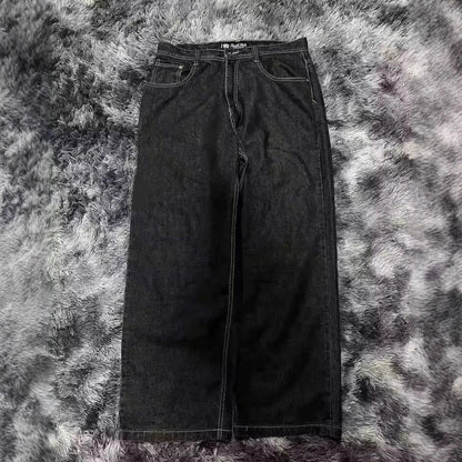Printed Denim Pants