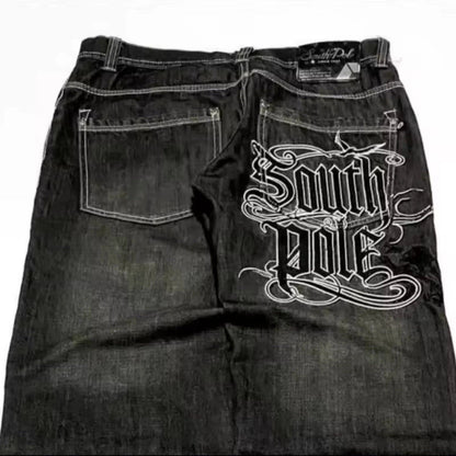 Printed Denim Pants
