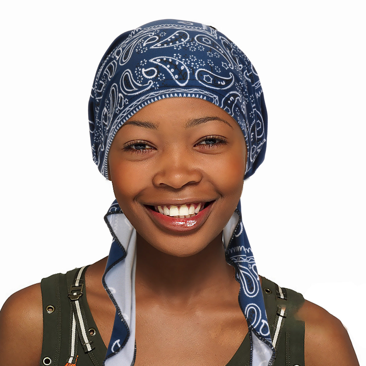 Printed elastic fabric headscarf cap