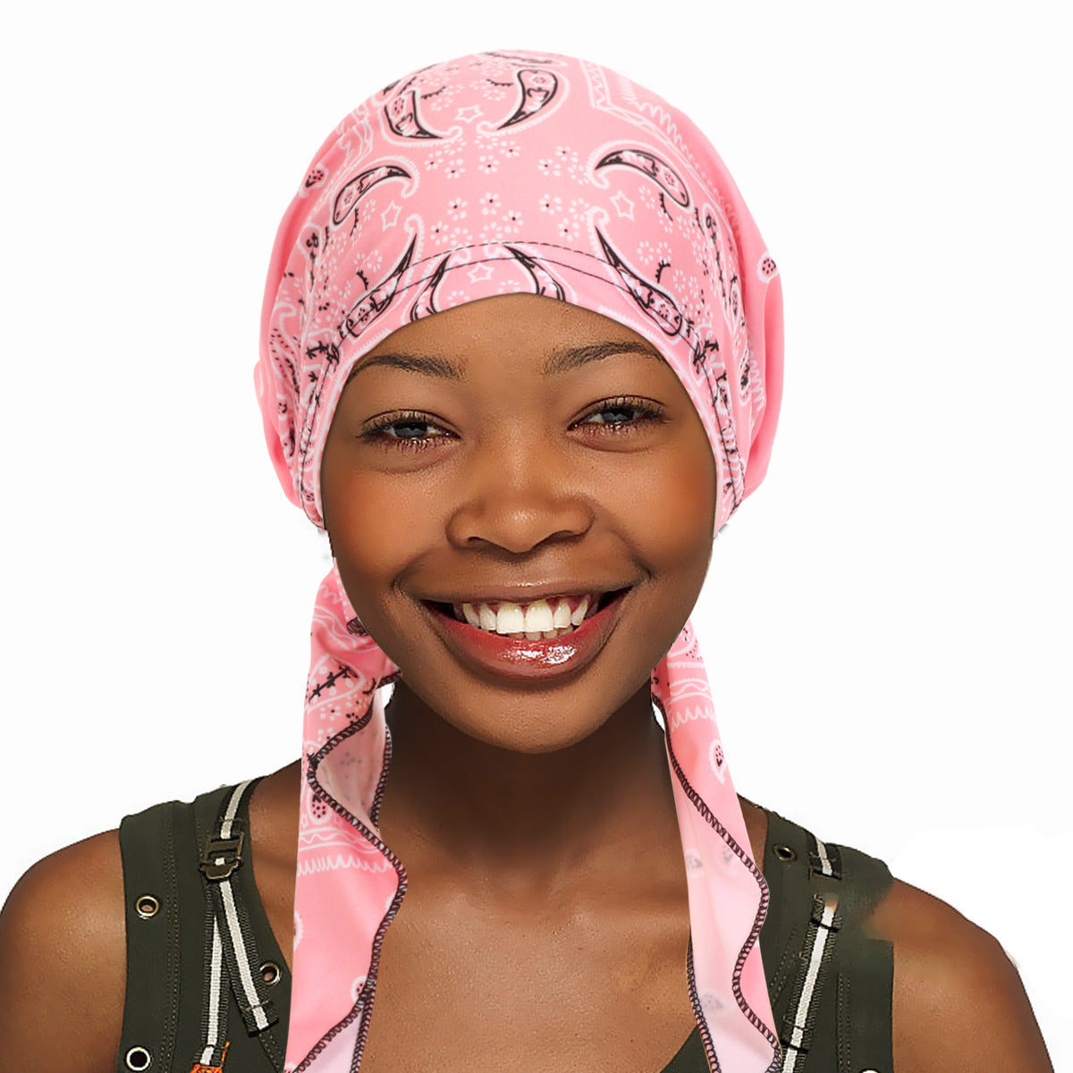 Printed elastic fabric headscarf cap