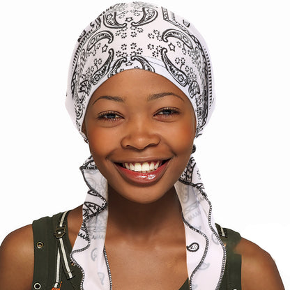 Printed elastic fabric headscarf cap