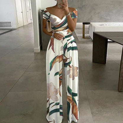 Printed Elegant High Waist Pants