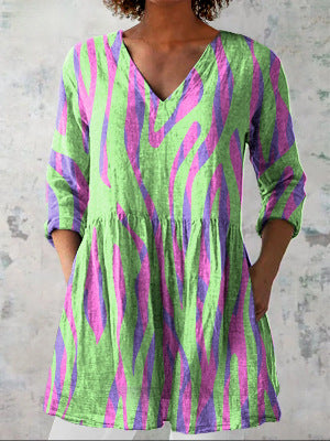 Printed Fashionable Floral Casual V-Neck Women's Top