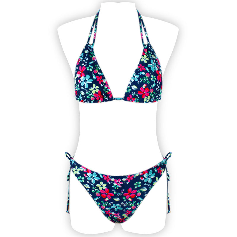 Printed Halter Neck Bikini Swimsuit