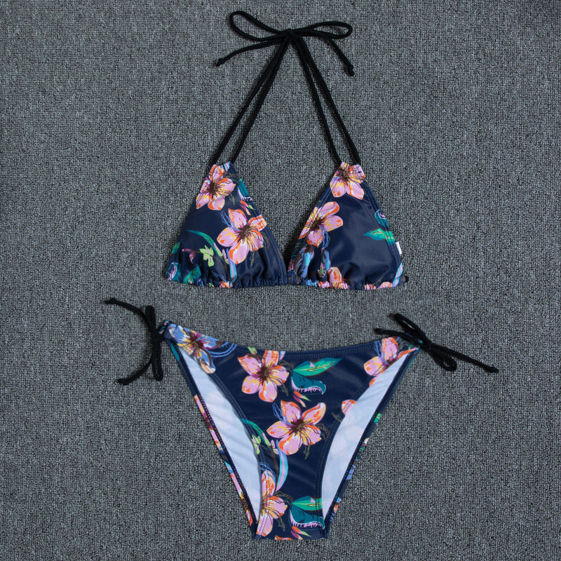 Printed Halter Neck Bikini Swimsuit
