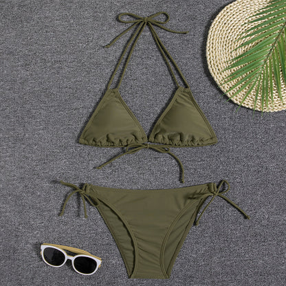Printed Halter Neck Bikini Swimsuit