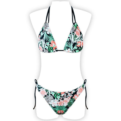 Printed Halter Neck Bikini Swimsuit